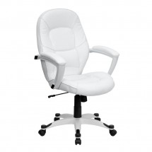 Flash Furniture QD-5058M-WHITE-GG Mid-Back White Leather Executive Office Chair