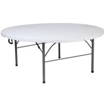 Flash Furniture RB-183RFH-GG Round Bi-Fold Granite White Plastic Banquet Folding Table, 71&quot;