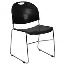Flash Furniture RUT-188-BK-CHR-GG HERCULES Series 880 lb. Capacity Black High Density Ultra Compact Stack Chair with Chrome Frame