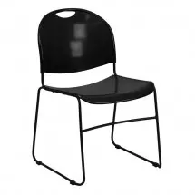 Flash Furniture RUT-188-BK-GG HERCULES Series 880 lb. Capacity Black High Density Ultra Compact Stack Chair with Black Frame