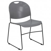 Flash Furniture RUT-188-GY-GG HERCULES Series 880 lb. Capacity Gray High Density Ultra Compact Stack Chair with Black Frame