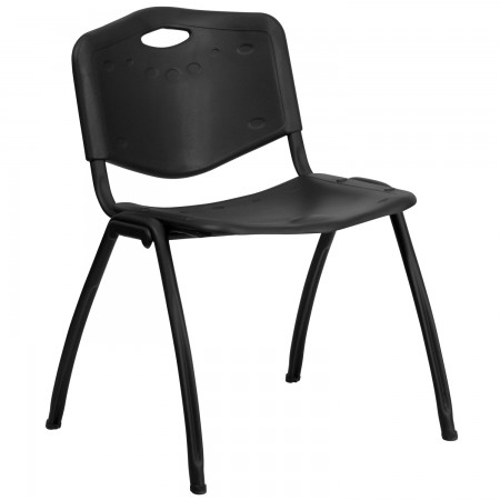 Flash Furniture RUT-D01-BK-GG HERCULES Series 880 lb. Capacity Black Polypropylene Stack Chair