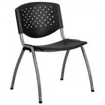 Flash Furniture RUT-F01A-BK-GG HERCULES Series 880 lb. Capacity Black Polypropylene Stack Chair with Titanium Frame Finish