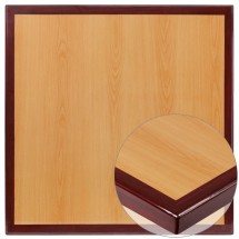Flash Furniture TP-2TONE-2424-GG 24'' Square 2-Tone High-Gloss Cherry / Mahogany Resin Table Top with 2'' Thick Drop-Lip