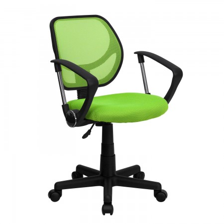 Flash Furniture WA-3074-GN-A-GG Mid-Back Green Mesh Task Chair with Arms