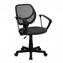 Flash Furniture WA-3074-GY-A-GG Mid-Back Gray Mesh Task Chair with Arms