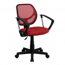 Flash Furniture WA-3074-RD-A-GG Mid-Back Red Mesh Task Chair with Arms