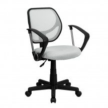 Flash Furniture WA-3074-WHT-A-GG Mid-Back White Mesh Task Chair with Arms