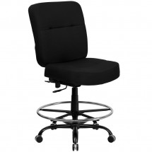 Flash Furniture WL-735SYG-BK-D-GG HERCULES Series 400 lb. Capacity Big and Tall Black Fabric Drafting Stool with Extra Wide Seat