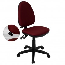 Flash Furniture WL-A654MG-BY-GG Mid-Back Burgundy Fabric Multi-Functional Task Chair with Adjustable Lumbar Support