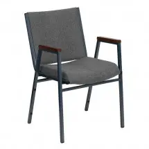 Flash Furniture XU-60154-GY-GG HERCULES Series Heavy Duty 3'' Thick Padded Gray Upholstered Stack Chair with Arms