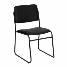 Flash Furniture XU-8700-BLK-B-VYL-30-GG HERCULES Series 1500 lb. Capacity High Density Black Vinyl Stacking Chair with Sled Base