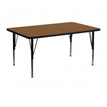 Flash Furniture XU-A2448-REC-OAK-H-P-GG Rectangular Activity Table with High Pressure Oak Laminate Top and Height Adjustable Legs 24&quot; x 48&quot;