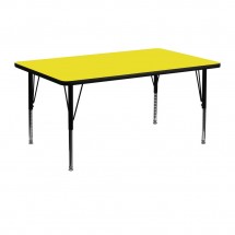 Flash Furniture XU-A2448-REC-YEL-H-P-GG Rectangular Activity Table with High Pressure Yellow Laminate Top and Height Adjustable Legs 24 x 48