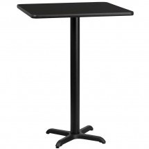 Flash Furniture XU-BLKTB-2424-T2222B-GG 24&quot; Square Black Laminate Table Top with 22&quot; x 22&quot; Bar Height Table Base
