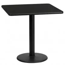 Flash Furniture XU-BLKTB-2424-TR18-GG 24&quot; Square Black Laminate Table Top with 18&quot; Round Table Height Base