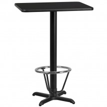 Flash Furniture XU-BLKTB-2430-T2222B-3CFR-GG 24&quot; x 30&quot; Rectangular Black Laminate Table Top with 22&quot; x 22&quot; Bar Height Table Base and Foot Ring