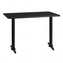 Flash Furniture XU-BLKTB-3042-T0522-GG 30&quot; x 42&quot; Rectangular Black Laminate Table Top with 5&quot; x 22&quot; Table Height Bases