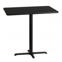 Flash Furniture XU-BLKTB-3042-T2230B-GG 30&quot; x 42&quot; Rectangular Black Laminate Table Top with 22&quot; x 30&quot; Bar Height Table Base