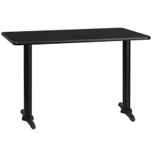 Flash Furniture XU-BLKTB-3048-T0522-GG 30&quot; x 48&quot; Rectangular Black Laminate Table Top with 5&quot; x 22&quot; Table Height Bases