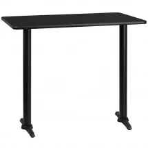 Flash Furniture XU-BLKTB-3048-T0522B-GG 30&quot; x 48&quot; Rectangular Black Laminate Table Top with 5&quot; x 22&quot; Bar Height Table Bases