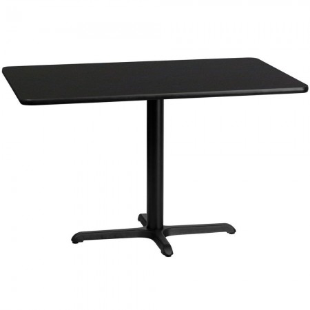 Flash Furniture XU-BLKTB-3048-T2230-GG 30" x 48" Rectangular Black Laminate Table Top with 22" x 30" Table Height Base