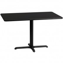Flash Furniture XU-BLKTB-3048-T2230-GG 30 x 48 Rectangular Black Laminate Table Top with 22 x 30 Table Height Base