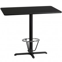 Flash Furniture XU-BLKTB-3048-T2230B-CFR-GG 30&quot; x 48&quot; Rectangular Black Laminate Table Top with 22&quot; x 30&quot; Bar Height Table Base and Foot Ring