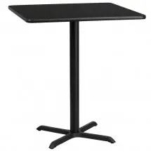 Flash Furniture XU-BLKTB-3636-T3030B-GG 36&quot; Square Black Laminate Table Top with 30&quot; x 30&quot; Bar Height Table Base