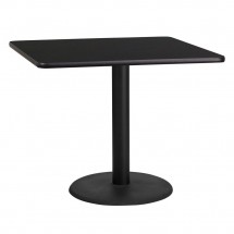 Flash Furniture XU-BLKTB-3636-TR24-GG 36&quot; Square Black Laminate Table Top with 24&quot; Round Table Height Base