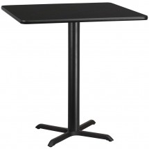 Flash Furniture XU-BLKTB-4242-T3333B-GG 42&quot; Square Black Laminate Table Top with 33&quot; x 33&quot; Bar Height Table Base