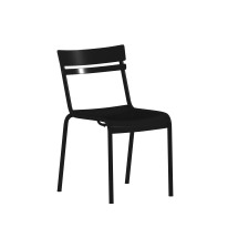 Flash Furniture XU-CH-10318-BK-GG Indoor/Outdoor Black Steel Armless Chair with 2 Slat Back