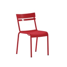 Flash Furniture XU-CH-10318-RED-GG Indoor/Outdoor Red Steel Armless Chair with 2 Slat Back