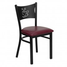 Flash Furniture XU-DG-60099-COF-BURV-GG HERCULES Series Black Coffee Back Metal Restaurant Chair - Burgundy Vinyl Seat