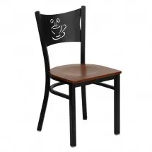 Flash Furniture XU-DG-60099-COF-CHYW-GG HERCULES Series Black Coffee Back Metal Restaurant Chair - Cherry Wood Seat