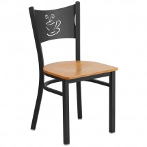 Flash Furniture XU-DG-60099-COF-NATW-GG HERCULES Black Coffee Back Metal Restaurant Chair - Natural Wood Seat