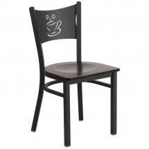 Flash Furniture XU-DG-60099-COF-WALW-GG HERCULES Black Coffee Back Metal Restaurant Chair - Walnut Wood Seat