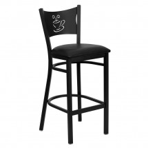 Flash Furniture XU-DG-60114-COF-BAR-BLKV-GG HERCULES Series Black Coffee Back Metal Restaurant Bar Stool - Black Vinyl Seat