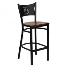 Flash Furniture XU-DG-60114-COF-BAR-CHYW-GG HERCULES Series Black Coffee Back Metal Restaurant Bar Stool - Cherry Wood Seat