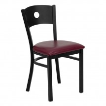 Flash Furniture XU-DG-60119-CIR-BURV-GG HERCULES Series Black Circle Back Metal Restaurant Chair - Burgundy Vinyl Seat