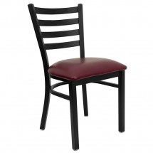Flash Furniture XU-DG694BLAD-BURV-GG HERCULES Series Black Ladder Back Metal Restaurant Chair - Burgundy Vinyl Seat