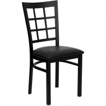 Flash Furniture XU-DG6Q3BWIN-BLKV-GG HERCULES Series Black Window Back Metal Restaurant Chair - Black Vinyl Seat