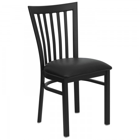 Flash Furniture XU-DG6Q4BSCH-BLKV-GG HERCULES Series Black School House Back Metal Restaurant Chair - Black Vinyl Seat