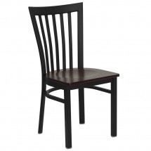 Flash Furniture XU-DG6Q4BSCH-MAHW-GG HERCULES Series Black School House Back Metal Restaurant Chair - Mahogany Wood Seat