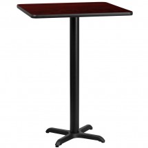 Flash Furniture XU-MAHTB-2424-T2222B-GG 24&quot; Square Mahogany Laminate Table Top with 22&quot; x 22&quot; Bar Height Table Base