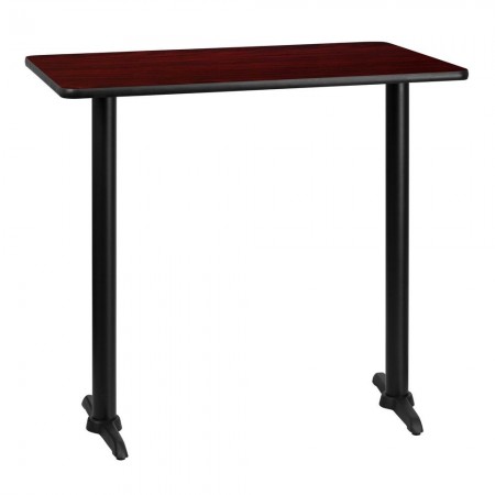 Flash Furniture XU-MAHTB-3042-T0522B-GG 30" x 42" Rectangular Mahogany Laminate Table Top with 5" x 22" Bar Height Table Bases