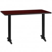 Flash Furniture XU-MAHTB-3048-T0522-GG 30&quot; x 48&quot; Rectangular Mahogany Laminate Table Top with 5&quot; x 22&quot; Table Height Bases