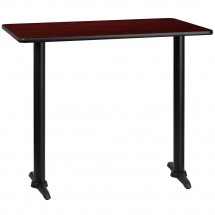 Flash Furniture XU-MAHTB-3048-T0522B-GG 30&quot; x 48&quot; Rectangular Mahogany Laminate Table Top with 5&quot; x 22&quot; Bar Height Table Bases