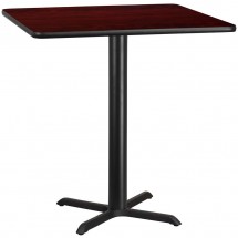 Flash Furniture XU-MAHTB-4242-T3333B-GG 42&quot; Square Mahogany Laminate Table Top with 33&quot; x 33&quot; Bar Height Table Base