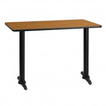 Flash Furniture XU-NATTB-3042-T0522-GG 30&quot; x 42&quot; Rectangular Natural Laminate Table Top with 5&quot; x 22&quot; Table Height Bases